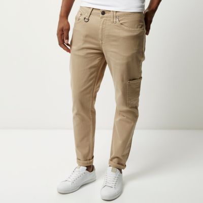 Tan Jimmy slim tapered trousers